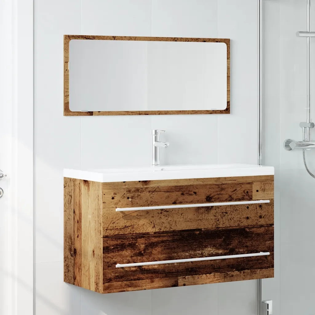 Set Mobili da Bagno 2 pz Legno Antico in Legno Multistrato