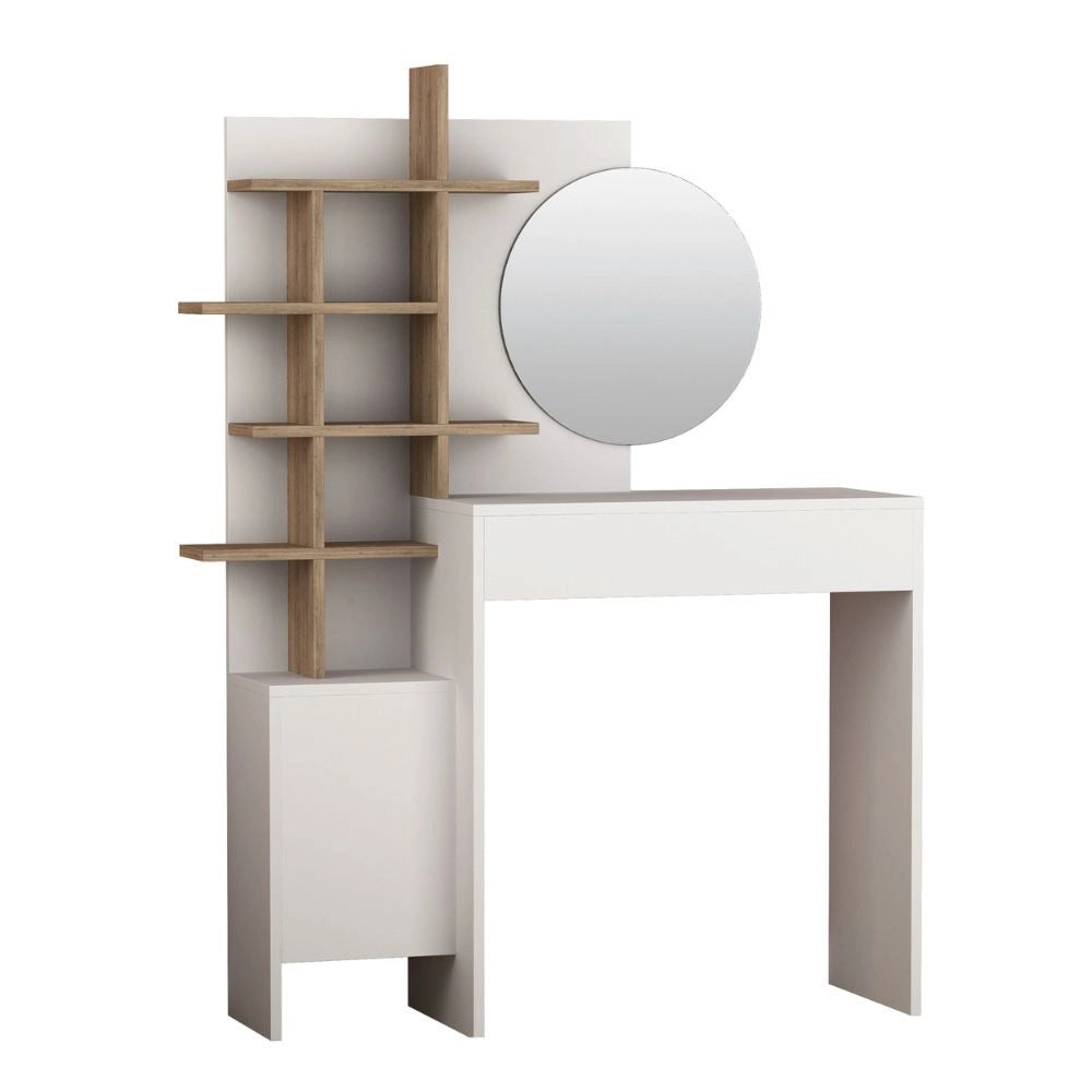 Mobile da Bagno con Specchio 105x35x151 cm in MDF Mup Bianco Rovere