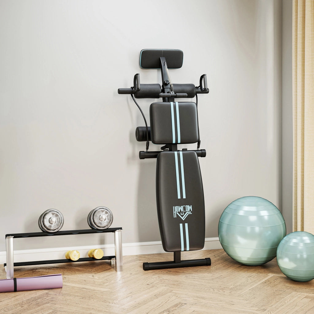 Panca Multifunzione Pieghevole con Schienale Regolabile a 7 Livelli e Leg Extension in Acciaio e ABS Blu
