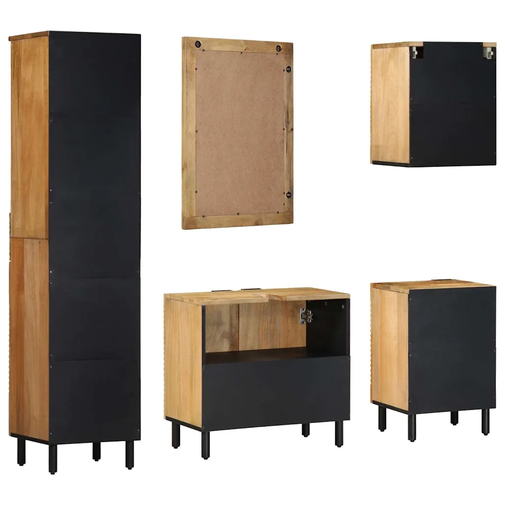 Set Mobili da Bagno 5 pz Marrone in Legno Massello di Mango 3310009