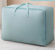 Tas di stoccaggio grande con maniglie rinforzate e chiusura robusta, adatto per la conservazione di cuscini, coperte, abiti, ecc., colore blu, dimensioni: 70cm x 50cm x 26cm, capacità: 100 litri.
