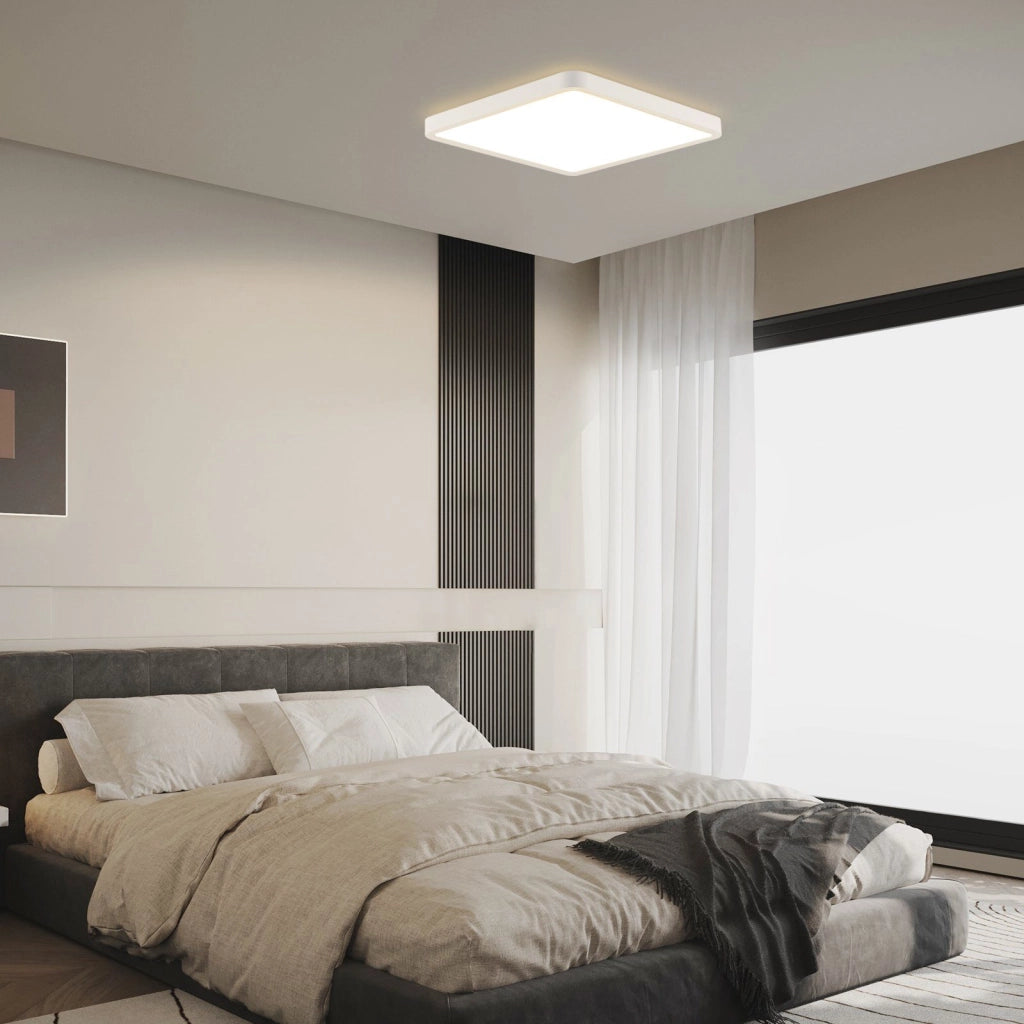 ZMH Lampada da soffitto plafoniera LED nera 23W 23cm bianco caldo per camera letto