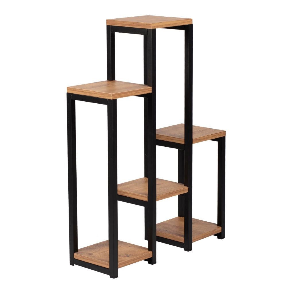 Scaffale per piante a 6 ripiani 78,5 x 56 x 20 cm effetto legno nero 03_0007711