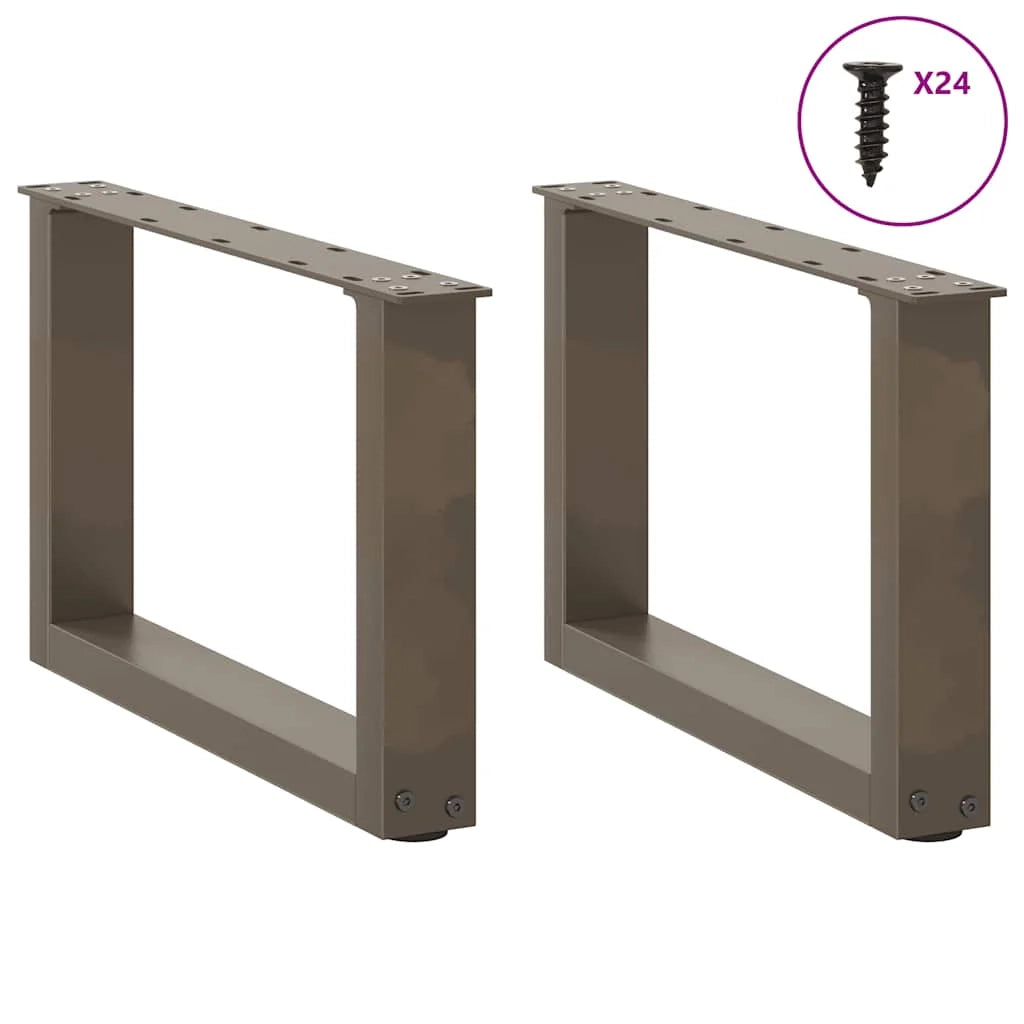 Set di 2 gambe per tavolino a forma di U 50 x 30 cm supporto robusto design moderno con piedini livellatori acciaio naturale 02_0057379