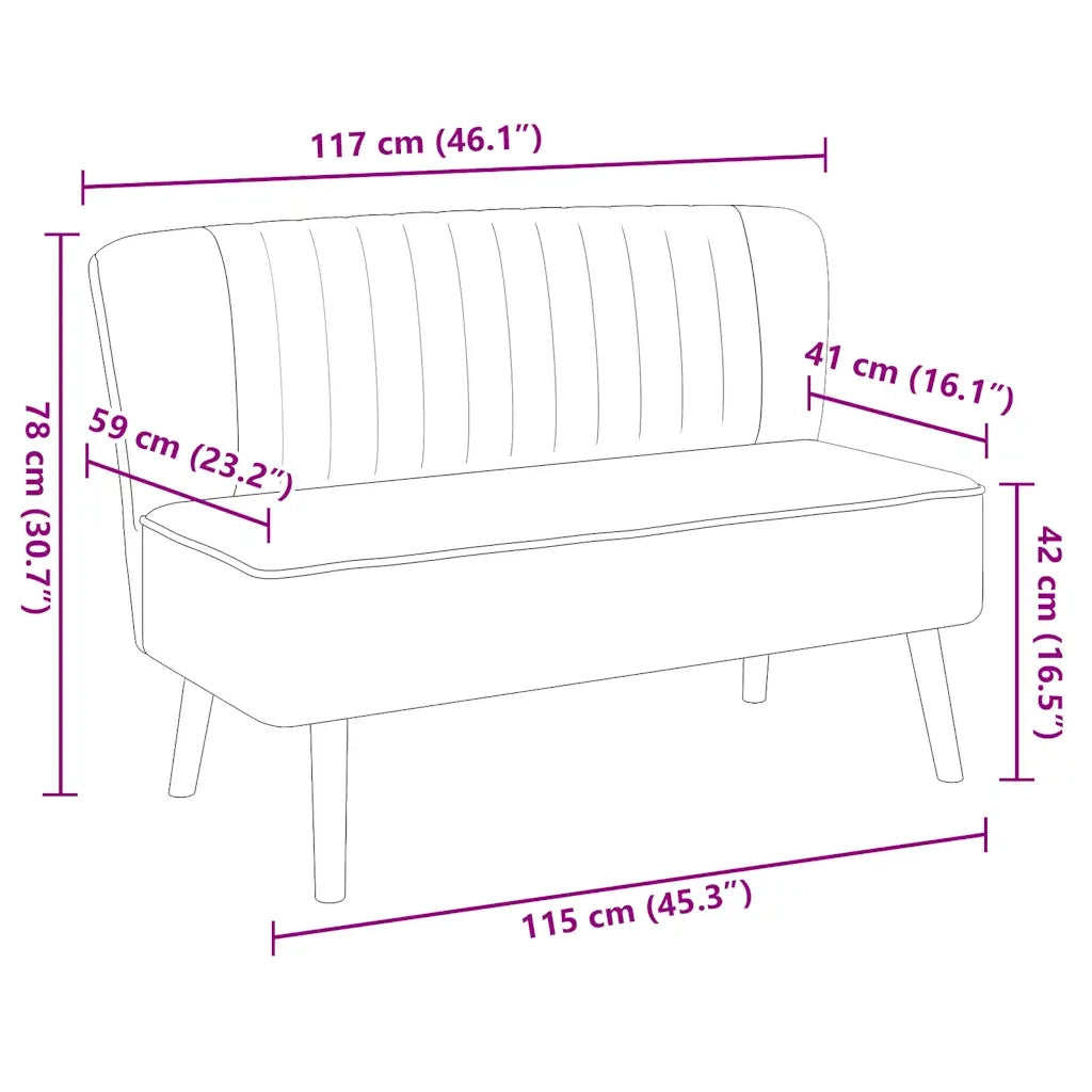 Divano-Sofa-Divanetto in Tessuto 117x55,5x77 cm Grigio Chiaro