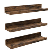 Mensole da parete set di 3 mensole sospese mensole sospese lunghe 38 cm con bordi alti per cornici decorazioni spezie per cucina soggiorno marrone rustico 12_0005833