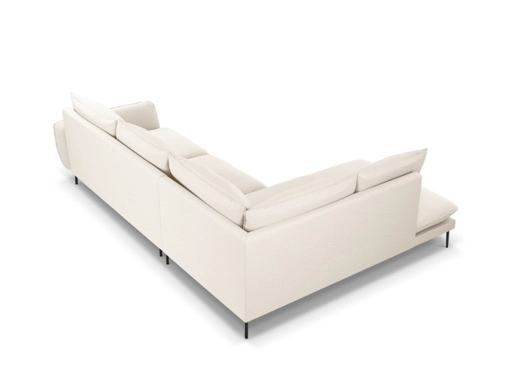 Cosmopolitan Design - Divano angolare sinistro "Vienna" 6 posti in bouclé beige 