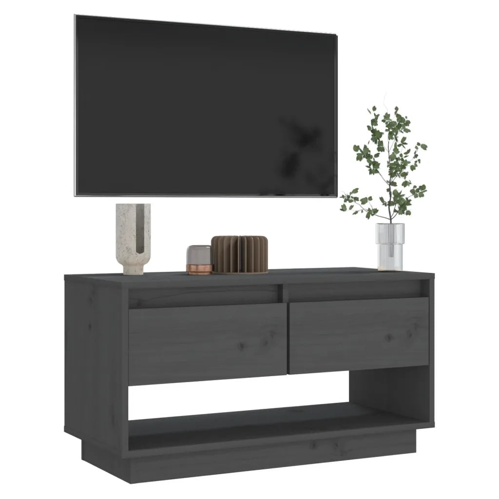 Mobile Porta TV-Mobile per TV-Credenza TV Grigio 74x34x40 cm in Legno Massello di Pino