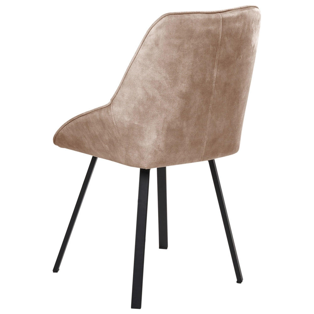 Set di 2 sedie da pranzo in velluto beige con gambe in ferro nero girevoli a 180° moderne sedie imbottite