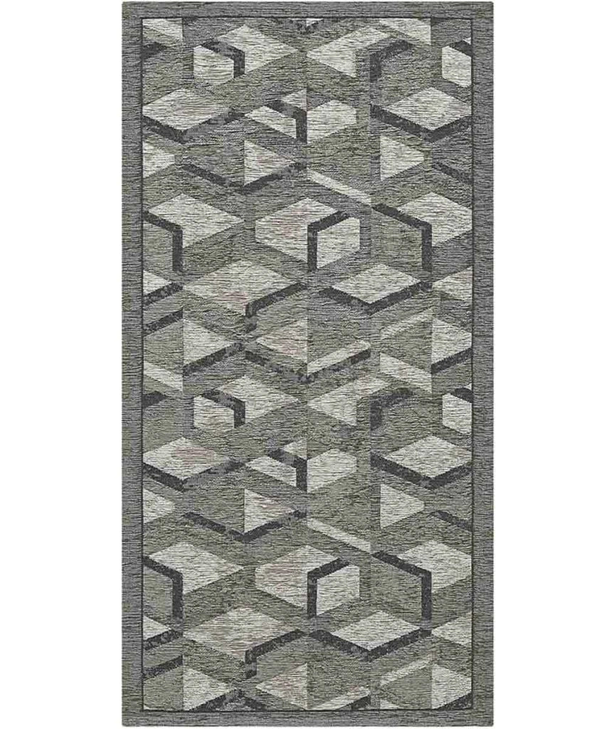 Tappeto HYPNOTIC grigio nero cm.55x190 moderno geometrico multiuso lavabile antiscivolo