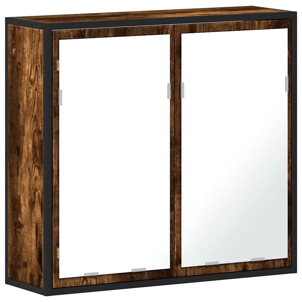 vidaXL Mobile Bagno Specchio Rovere Fumo 65x20x60 cm Legno Multistrato