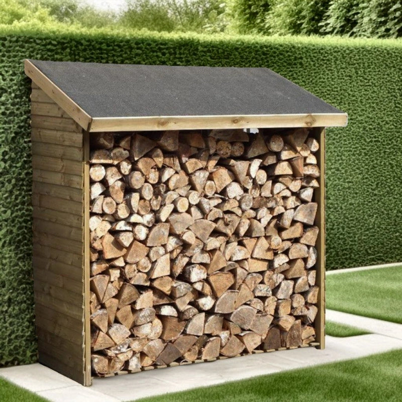 Portalegna da giardino in legno 188x86 cm – copertura bitumata – capacità 2 steri – trattato autoclave – RB18869 Foresta