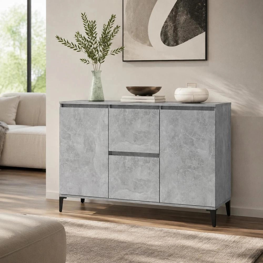 Sideboard Concrete Grey 102x35x70 Cm Wood Material