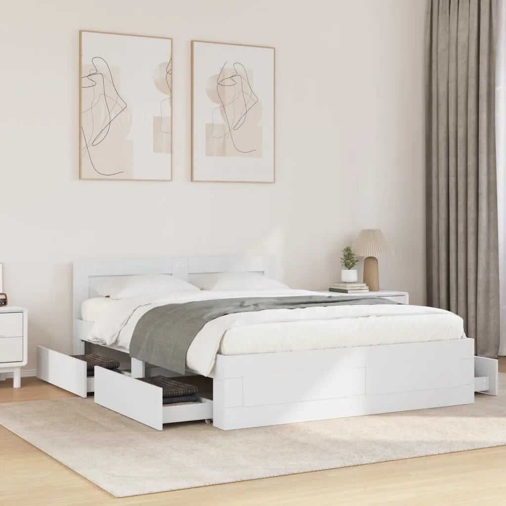 Giroletto con Testiera senza Materasso-Struttura Letto Bianco 120x200 cm 144536