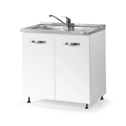 Sottolavello 2 ante 80x60 bianco frassinato con lavello vasca gocciolatoio destro incluso