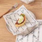 100 pezzi di carta per alimenti, contenitori, carta per picnic, carta impermeabile per alimenti, carta per barbecue, fondo bianco con testo francese - 18*18 cm