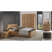 Camera completa HAVANA in rovere e nero – Letto 180x200, armadio a 4 porte, comodini e cassettiera
