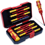 Set di chiavi a batteria isolato VDE 13 pezzi con tester di tensione e chiave magnetica - PH, PZ, Torx e foro - punteruolo intercambiabile