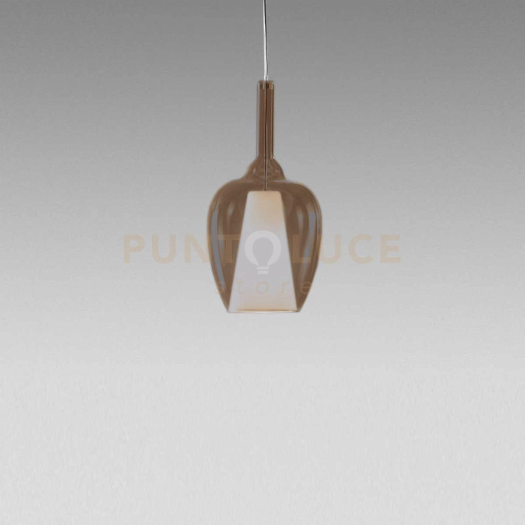 OFELIA S/10 - VETRO  AMBRA FUME TRASPARENTE E PORTALAMPADA BIANCO 1 LUCE ATTACCO E27 CAVO TRASPARENTE SENZA BASE DI ATTACCO D.20CM