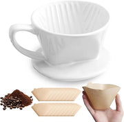 Filtro per caffè in porcellana con 50 fogli per 4 tazze di caffè - Accessorio da regalo per amici e familiari