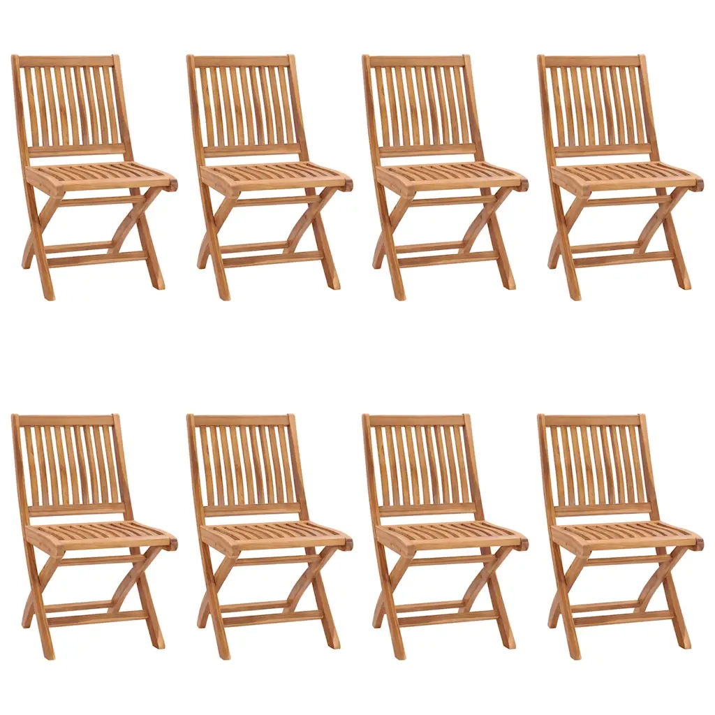Sedie da Giardino Pieghevoli con Cuscini 8 pz Massello di Teak 3072863