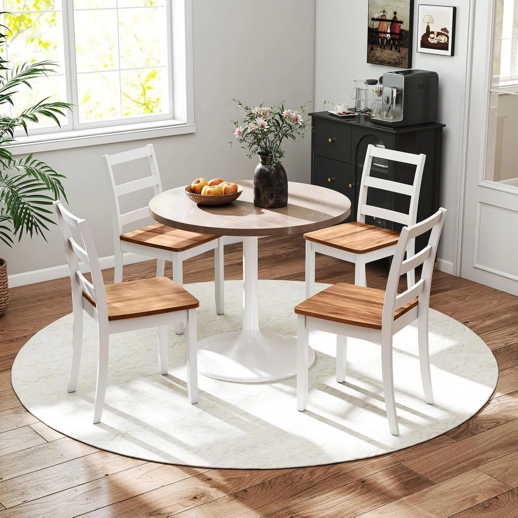 Set di 4 Sedie da Pranzo in Legno, Portata 180 kg, Sedia da Cucina in Stile Fattoria con Schienale Alto Curvo, Senza Braccioli per Sala da Pranzo, Cucina e Ristorante, 40 x 40 x 85 cm (4)