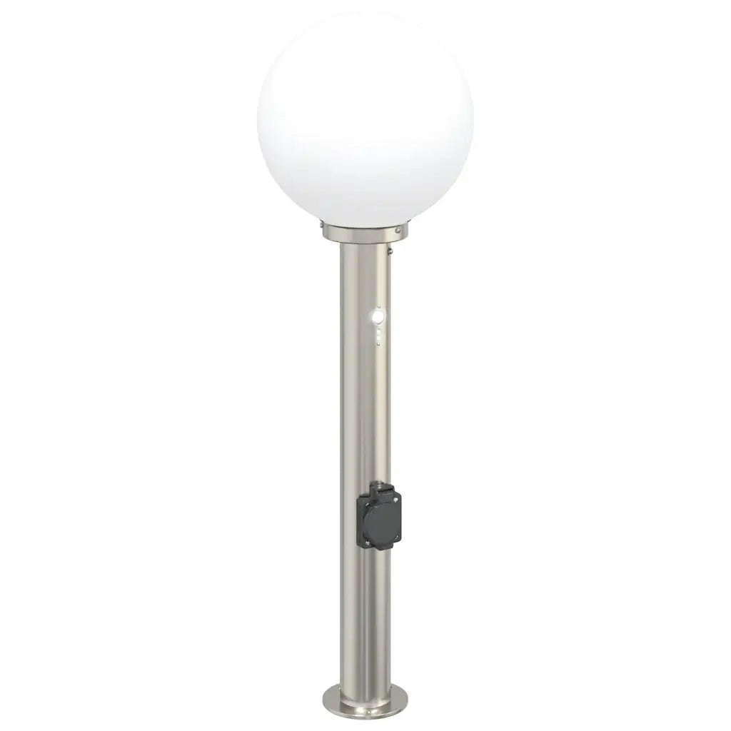 Lampada a paletto con sensore e presa 80 cm Acciaio Inox IP44 4006107
