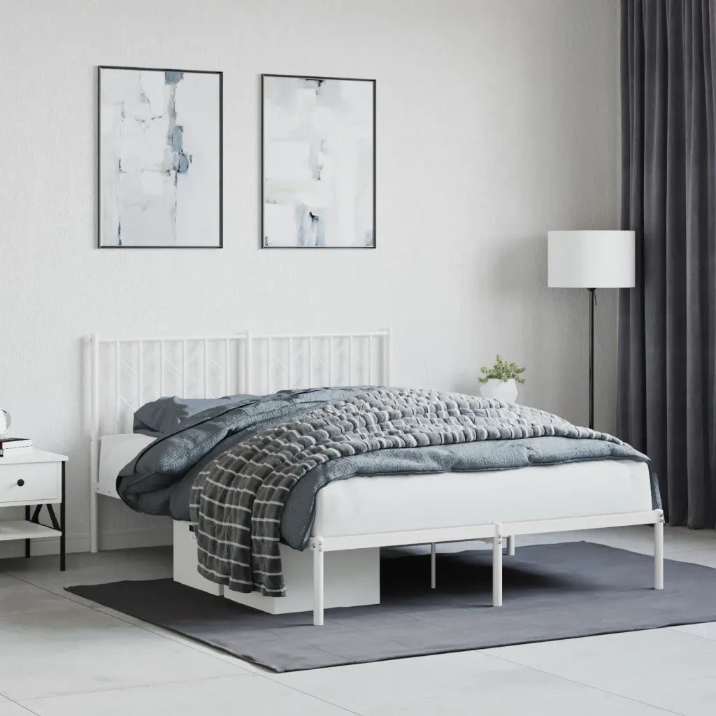 Giroletto con Testiera-Struttura Letto con testiera Metallo Bianco 140x200 cm 380137