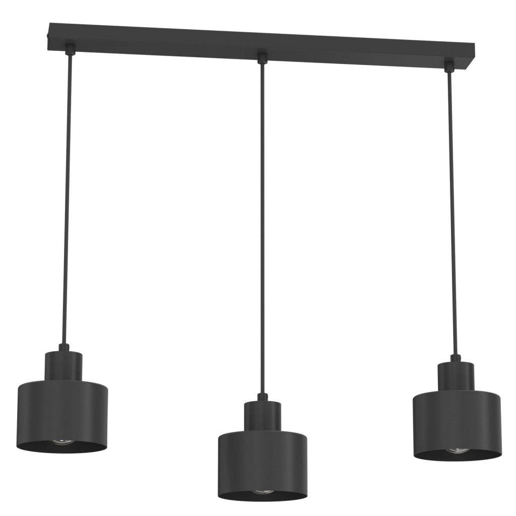 Lampada sospesa Parkla 3 luci E27 nera Luminex