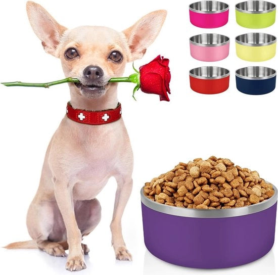 Ciotole per cani in acciaio inossidabile per cibo e acqua, ciotola per cani con fondo antiscivolo in gomma per cani di taglia media e grande (1,2 l, blu scuro)
