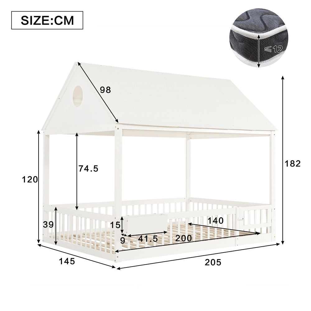 Letto Singolo Bambini Casetta ¨C Xylo ¨C Legno Pino MDF Bianco 140x200