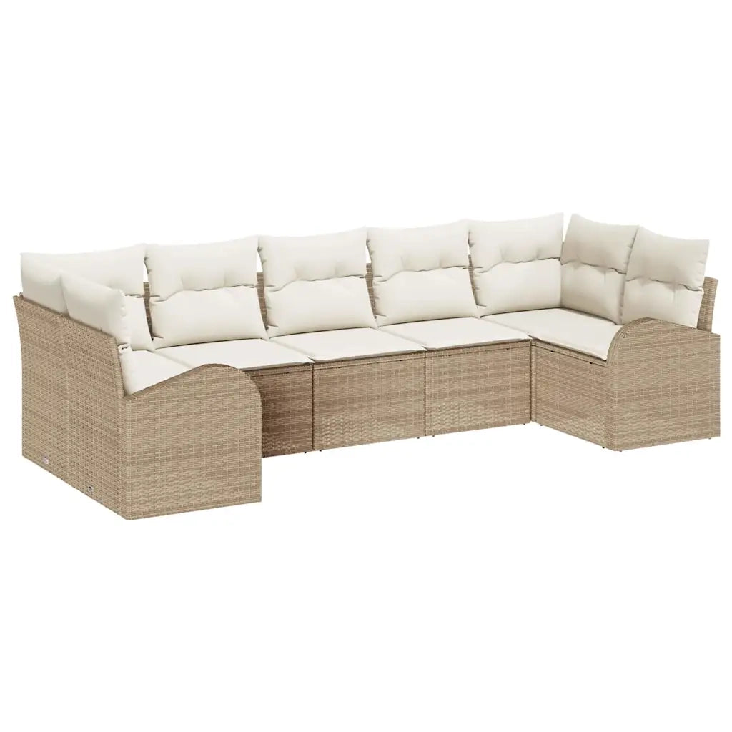 Set Divano da Giardino 7 pcs Beige Rattan in Polipropilene
