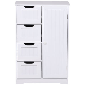 Mobiletto da Bagno con Anta e Cassetti Bianco 56x30x83 cm