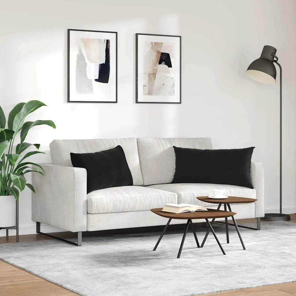 Cuscini da Divano 2 pz | Cuscini per sedie Nero 80 x 40 cm Tessuto in Cords