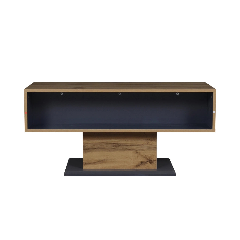 Tavolino da caffè 100x50x46.5 cm; doppio spazio contenitivo con vano interno; truciolare; grigio