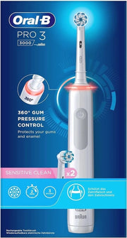 Tandestrattore elettrico con 2 opzetteste Sensitive Clean, 3 stazioni di pulizia e controllo di pressione 360° per la cura dentale ottimale
