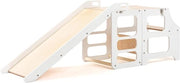 Tavolo di apprendimento 3 in 1 che si trasforma in una tavola Montessori con seggiolino e scivolo (bianco)