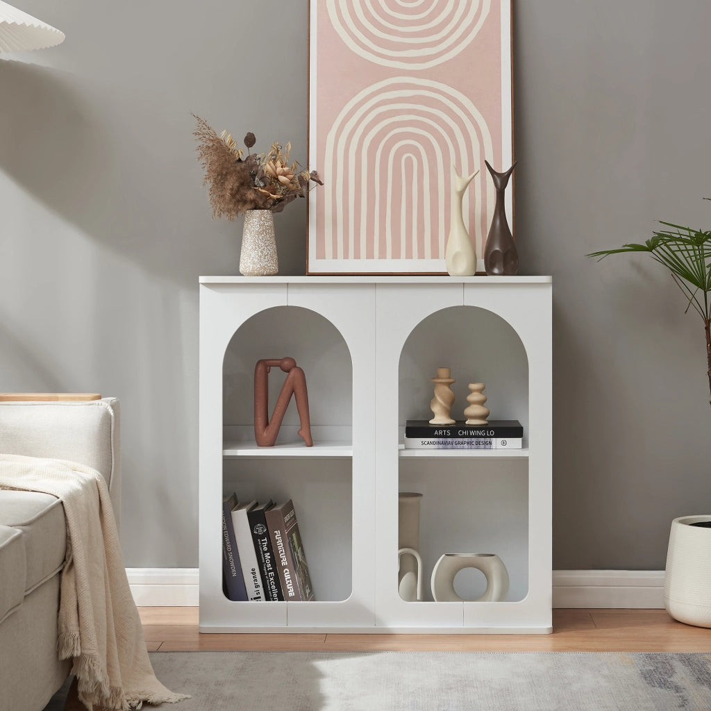 Credenza Trorhun Mobile Contenitore con Ripiano 80x30x80 cm - Bianco [en.casa]
