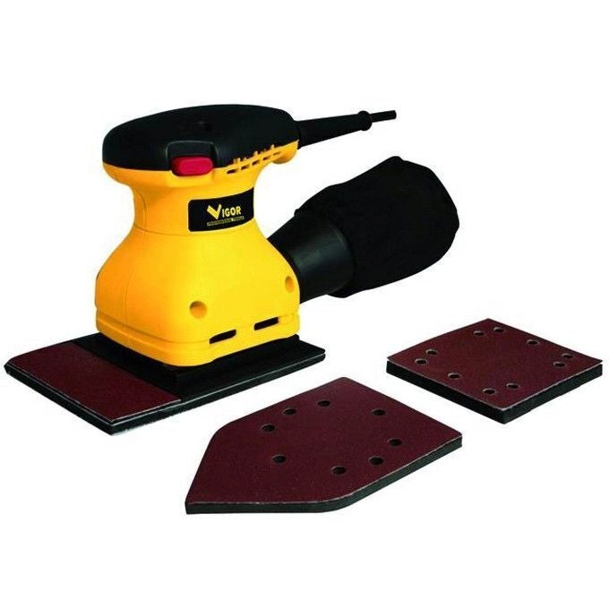 Vigor VLP-190 Levigatrice Orbitale per Persiane 240 W 3 Piastre Intercambiabili Velcro con Aspirazione 2.30 Kg