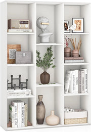 Libreria a 11 scomparti, libreria con 2 kit antiribaltamento e pannelli posteriori chiusi, libreria mobile portaoggetti in legno, 74 x 24 x 106 cm