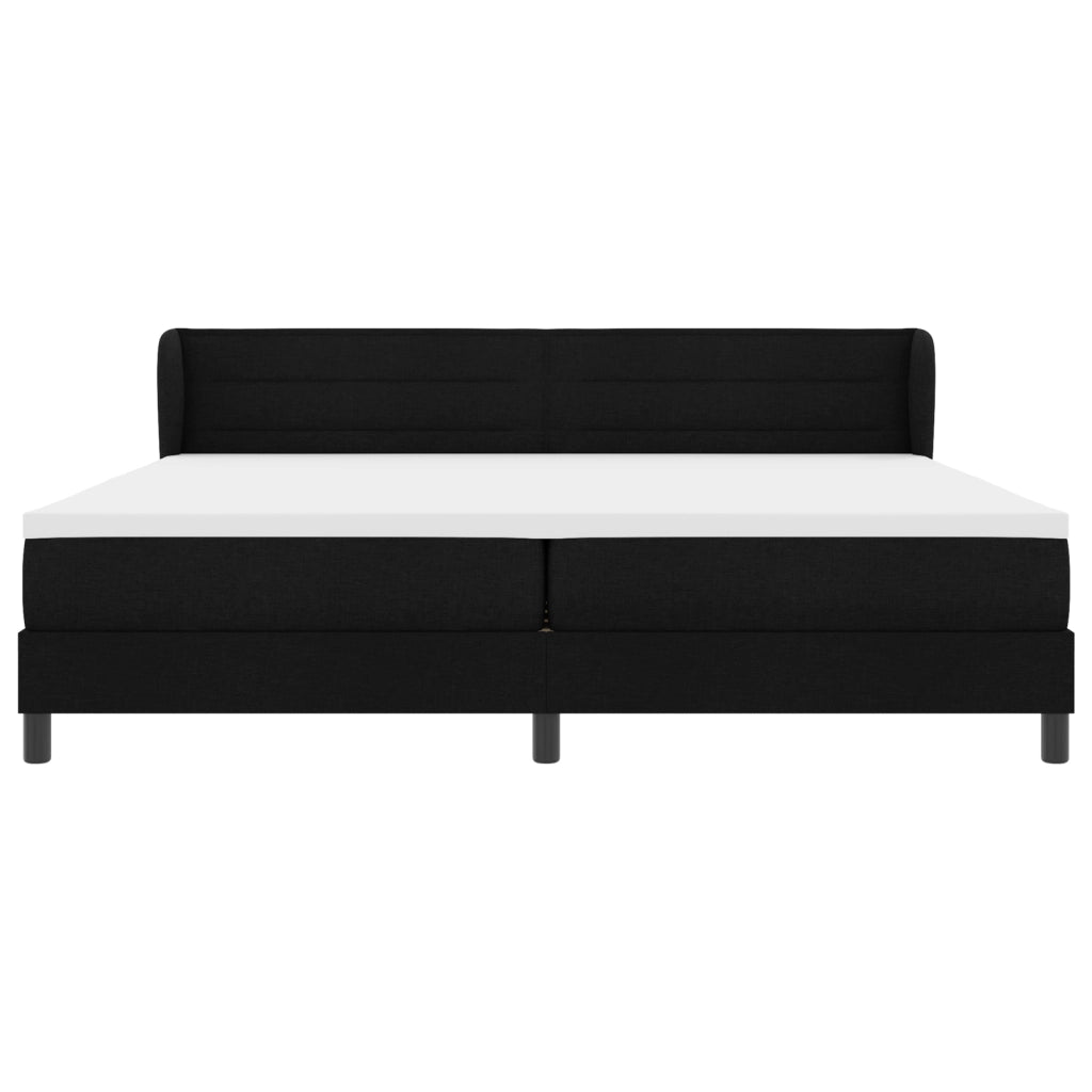 Box Spring Letto con Materasso Nero 200x200 cm Tessuto
