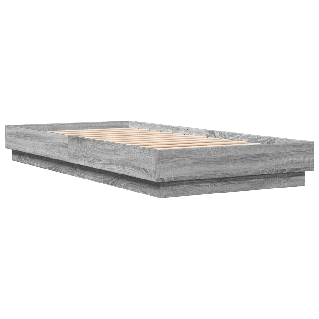 Giroletto con LED-Struttura Letto Grigio Sonoma 100x200 cm