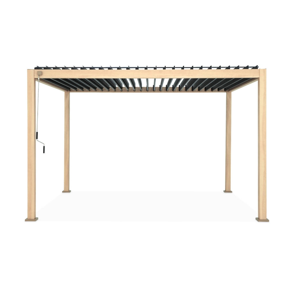 Pergola bioclimatica 3x4m in alluminio, lamelle orientabili, marrone