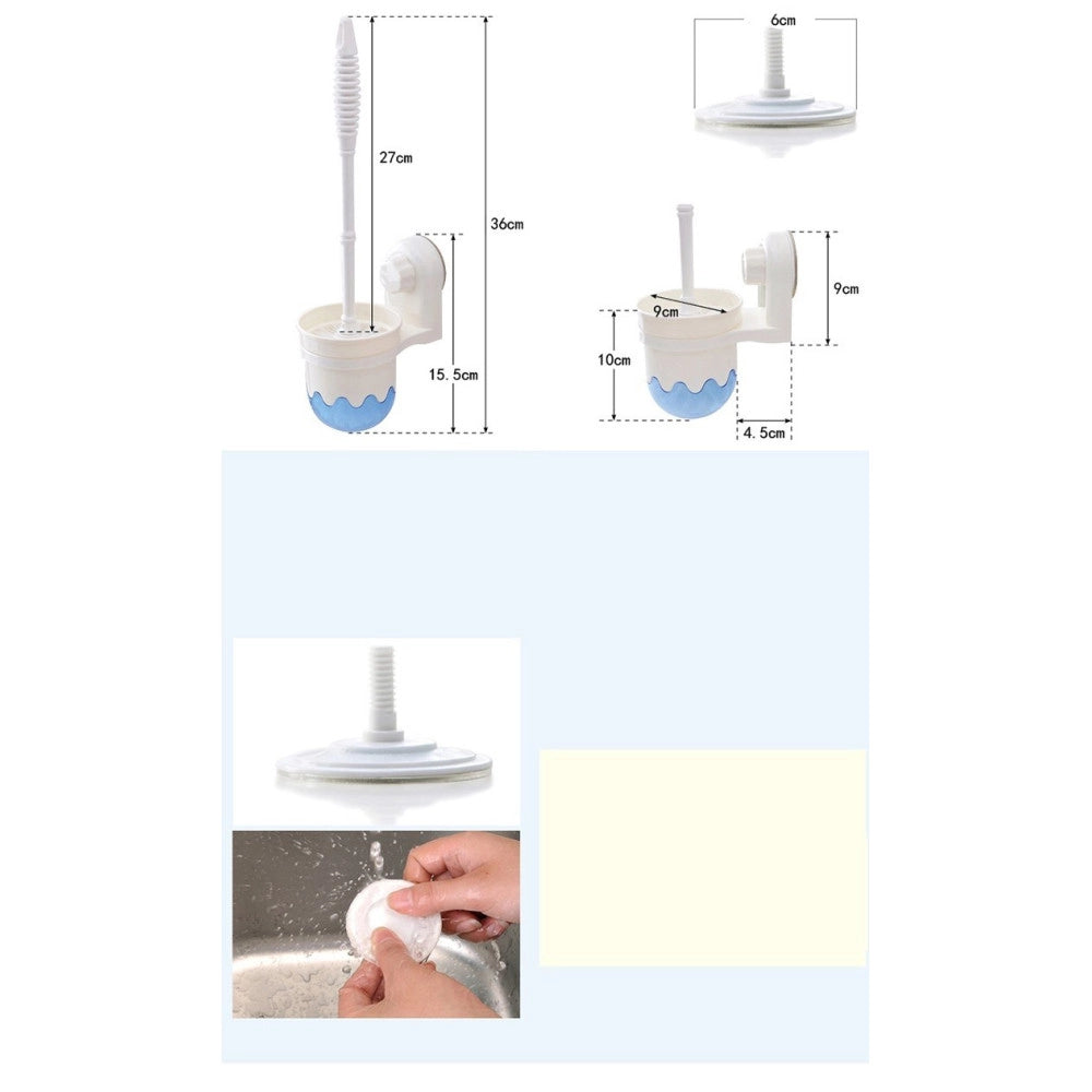 Trade Shop - Scopino Con Porta Scopino A Parete Con Attacco A Ventosa Accessori Per Bagno -