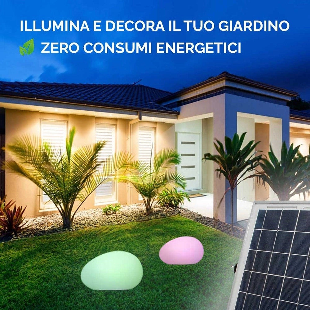 Trade Shop - Lampada Solare Luce Rgb Sensore Crepuscolare Pannello Solare Ricaricabile Led 14w -