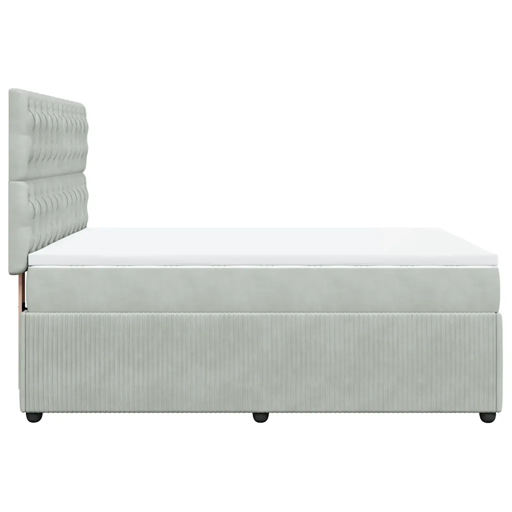 Giroletto a Molle con Materasso Grigio Chiaro 160x200cm Velluto