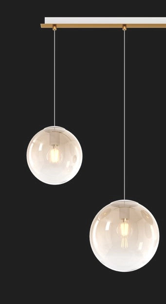 SOSP. OTTONE SAT. 4 LUCI RETTANGOLARE VETRI (2 PICCOLI+1 MEDIO+1 GRANDE) TUTTI AMBRA 1194OS-S4 RMIX-AM