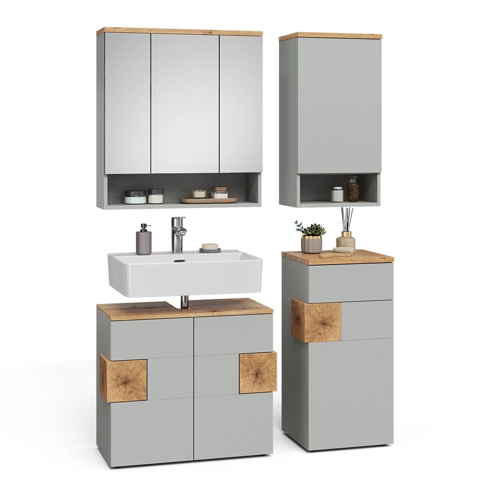 Vicco Set di mobili da bagno Grigio/Artisan 4 parti