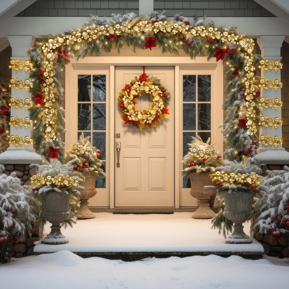 Ghirlanda Natalizia 142 Palline Natale 180cm Festone LED Natalizio Oro