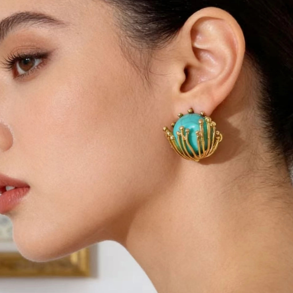 Orecchini floreali metallici in stile vintage